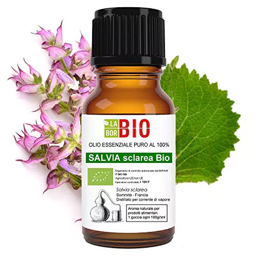 Salvia Sclarea Olio essenziale 100% Puro 5 ml - Uso interno Terapeutico Alimentare Diffusori Aromaterapia Cosmetica Cucina - LaborBio