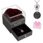 SANOTO Rosa Stabilizzata Idee Regalo Natale Donna, Regalo Donna Compleanno Mamma Fidanzata Moglie Anniversario Natale Matrimonio Idee Regalo per Anniversario Regali per Lei-Vino Rosso