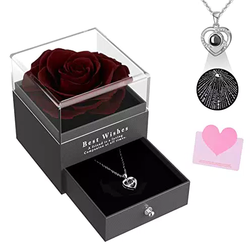 SANOTO Rosa Stabilizzata Idee Regalo Natale Donna, Regalo Donna Compleanno Mamma Fidanzata Moglie Anniversario Natale Matrimonio Idee Regalo per Anniversario Regali per Lei-Vino Rosso