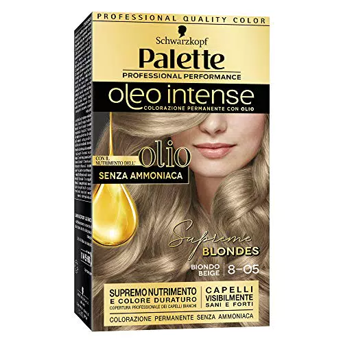 Schwarzkopf, Palette Oleo Intense, Colorazione Permanente con Olio, Tonalità 8-05 Biondo Beige