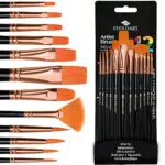 Set di Pennelli Pittura, 12 Pennelli Professionali per Pittura Acrilica