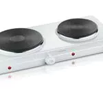 SEVERIN DK 1042 Doppia piastra elettrica 2500W, Fornello con doppia piastra da 15 e 18 cm con termostato regolabile