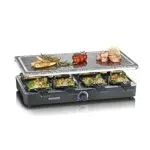 Severin RG 2372, Raclette 1300 W con Pietra Naturale, Regolatore di Temperatura in Continuo, Raclette 8 Persone con Padelline Antiaderenti