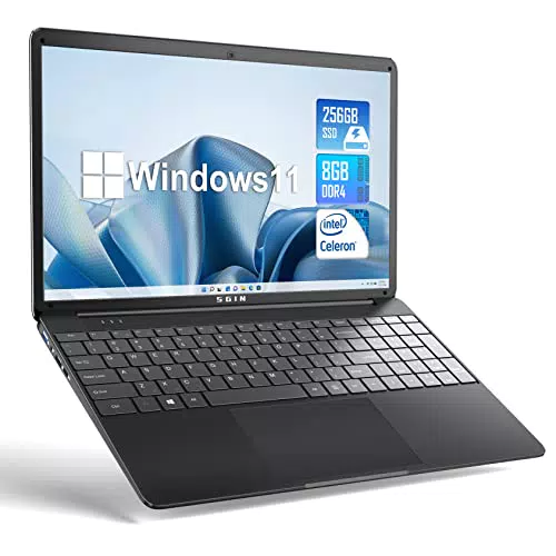 SGIN PC Portatile Windows 11 15, 6 Pollici 8 GB RAM 256 GB SSD ROMaptop Windows 11 with Celeron N4020C