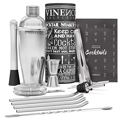 Shaker Cocktail Set Professionale + Ricettario, Kit Barman Completo
