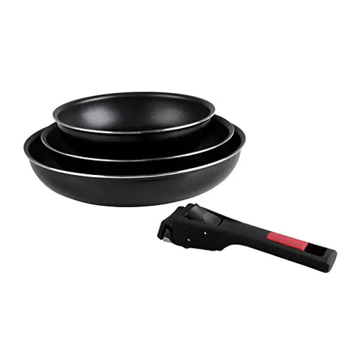 Sitram Set di 3 padelle con manico rimovibile, nero 28_cm
