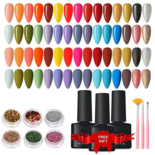 Smalto Semipermanente per Unghie Gel Unghie Colorati Smalto Semipermanente con Base e Top Coatatte Top Coatoak Off UV LED Smalti Gel Unghie per Manicure