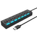 Splitter Usb Multiporta Con Interruttore On/Off, nero