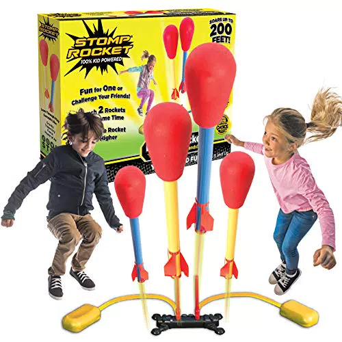 Stomp Rocket Dueling 4 Rockets and Rocket Launcher |Outdoor Rocket Toy Gift for Boys and Girls Ages 6 Years and Up|Great Toy for Outdoor Play with Friends in the Backyard & Parks