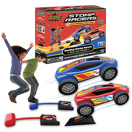 Stomp Rocket Stomp Racers Lancia macchinine, 1 macchinina da corsa e da salto con lancia macchinine e rampa - Regali STEM per ragazzi e ragazze - Età 5