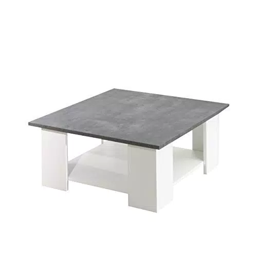 TemaHome Square Tavolino da Salotto, Bianco/Grigio, 67x67x30.5 cm