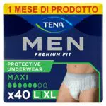 TENA MEN Premium Fit Boxer Assorbenti per Perdite Urinarie, Livello di protezione 4, Uomo,Taglia L (5 confezioni da 8)