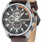 Timberland Henniker II 14816JLU/02 A, orologio al quarzo con quadrante analogico nero e cinturino in pelle marrone scuro