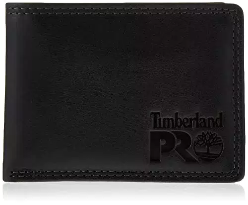 Timberland PRO Portafoglio in Pelle RFID con Porta Carte Rimovibile Flip Pocket