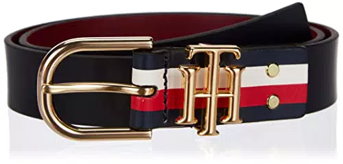 Tommy Hilfiger Cintura Donna TH Lux 3.0 Reversible in Pellepace Blue/Rouge