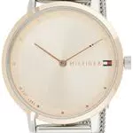 Tommy Hilfiger Orologio Analogico al Quarzo da Donna con Cinturino in Maglia Metallica in Acciaio Inossidabile Argentato - 1782151