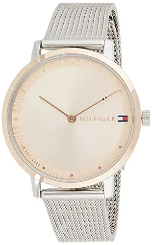Tommy Hilfiger Orologio Analogico al Quarzo da Donna con Cinturino in Maglia Metallica in Acciaio Inossidabile Argentato - 1782151