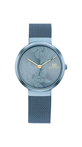 Tommy Hilfiger Orologio Analogico al Quarzo da Donna con Cinturino in Maglia Metallica in Acciaio Inossidabile Blu - 1782470