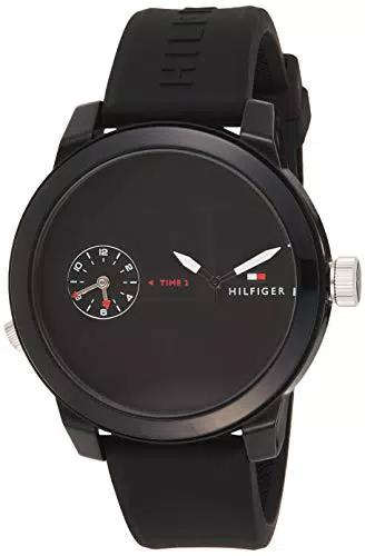 Tommy Hilfiger Orologio Analogico al Quarzo da Uomo con Cinturino in Silicone Nero - 1791326