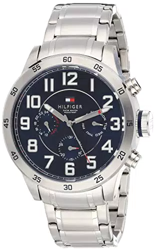Tommy Hilfiger Orologio Analogico Multifunzione al Quarzo da Uomo con Cinturino in Acciaio Inossidabile Argentato - 1791053