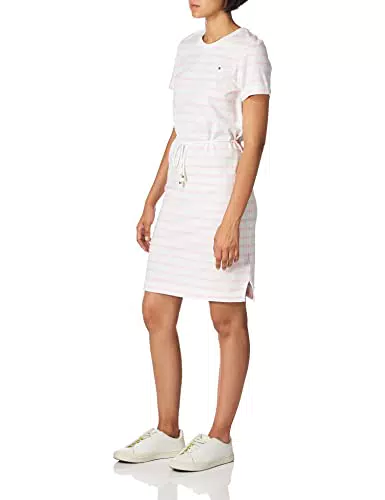 Tommy Hilfiger Vestito Casual Donna, M, bianco/rosa