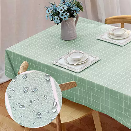 Tovaglia rettangolare in plastica lavabile impermeabile a prova di olio a prova di muffa tovaglia in PVC a quadri verde adatta per la decorazione della cucina di casa picnic all'aperto