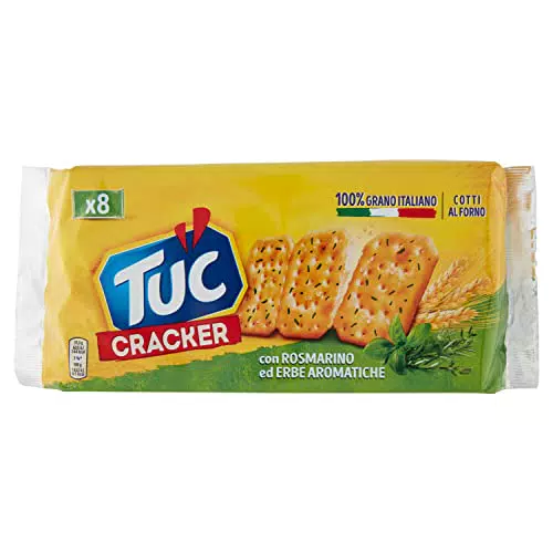 Tuc Cracker, Gusto Rosmarino ed Erbe Aromatiche, Cotto al Forno con Grano 100% Italiano