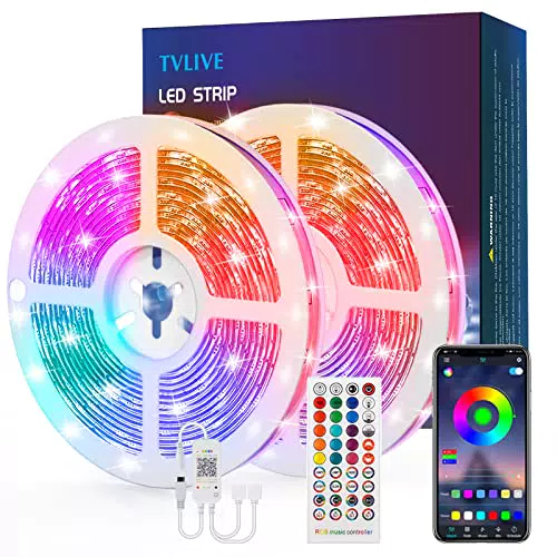 TVLIVE Striscia LED 15Muci Led RGB 5050 Bluetoothtrisce LED Music Synchronization Controllo APP con 40 Tasti Telecomando 28 Modalità Modalità di Temporizzazione per Salotto