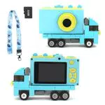 Ukuu Fotocamera per Bambini con Auto Giocattolo 1080P Fotocamera Digitale Portatile Ricaricabile Regalo di Compleanno per Bambini Scheda SD 32 GB Videocamera per Ragazze Ragazzi da 3-12 Anni - Blu