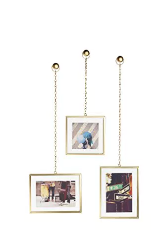 Umbra Fotochain Cornici per fotoet di 3, Acciaio, Ottone opaco