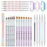 Victop Set di Pennelli per Unghie 26 Pezzi Professionali Pennelli Nail Art in UV Gel Acrilico Spazzola di Arte del Chiodo Line Detailing Decorazioni Unghie Penne Dotter per Casa Salone Manicure DIY