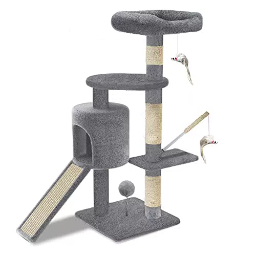 VOUNOT Tiragraffi per Gatti, Albero Tiragraffi Gatto di Naturali Sisal con Cuccia Graffiatoio