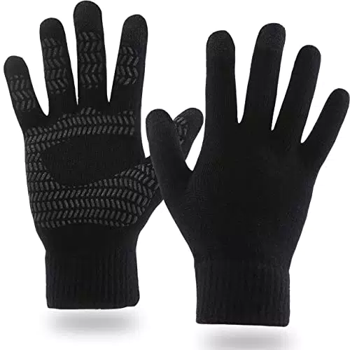 WELLQUA Guanti Invernali in Maglia, Touch Screen Guanti Caldi Guanti Unisex Antiscivolo per Sport all'Aria Aperta