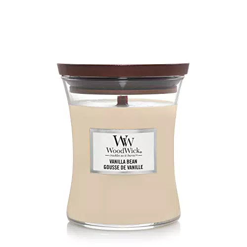 Woodwick Hourglass Candela Profumata Media Con Stoppino Scoppiettante, vaniglia