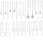 XHBTS 10 Paia orecchini Pendente Acciaio Inossidabile da Donna Ragazze Orecchini Pendenti Forma Threader Curvo Infila Twist Leggero Orecchino a Filo Orecchini Pendenti Donna