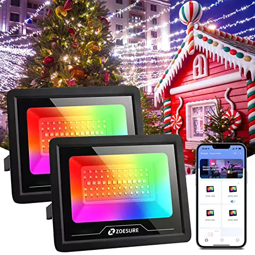 ZOESURE Faretto LED da Esterno RGB Bluetooth APP Smart Control 50W 2 Pack Faretto LED RGB