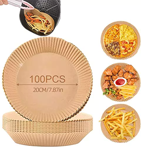 100 Pezzi Carta Forno per Friggitrice ad Aria, 20cm/7.9in" Carta per Friggitrice ad Aria