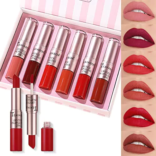 2 IN 1 Rossetto Kit, 6 pezzi Matte Liquid Lipstick & Rossetto Set