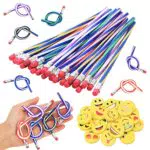 48PZ Pieghevoli Matite Flessibili e Gomme Emoji Set- Pieghevoli Matita Morbida Flessibile