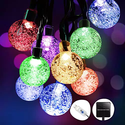 50 LED Catena Luminosa Esterno Solare, 【Alimentazione Solare e USB】8 Modalità & 8M Luci Solari Esterno