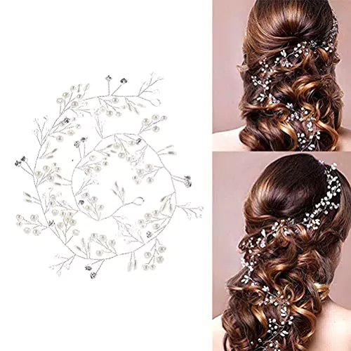 50cm Fascia Nuziale per Capelli Sposa con Perline e Strass