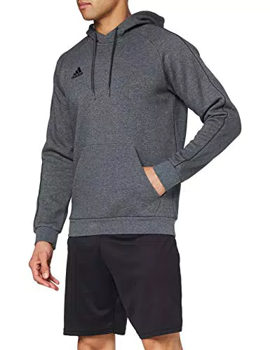 Adidas Core 18 HDE, Felpa con Cappuccio Uomo, Grigio