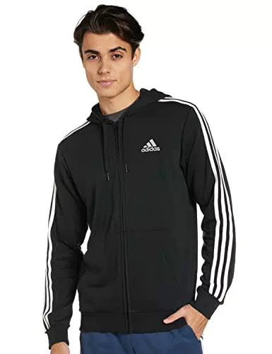 adidas M 3s Ft FZ HD, Hooded Track Top Uomo, Black/White