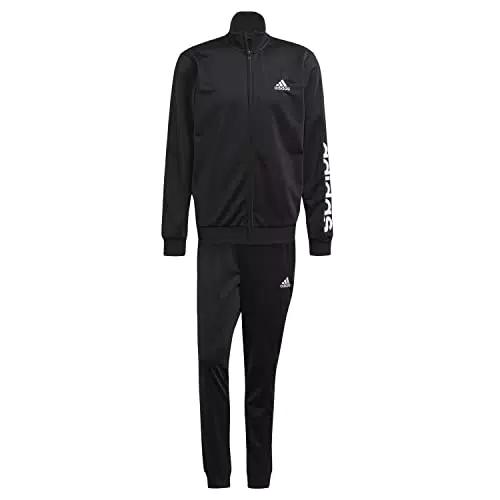 adidas M Lin TR TT TS, Tuta Uomo, Top: Nero/Bianco Fondo: Nero/Bianco