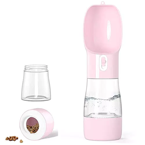 Adirigo - Borraccia da viaggio per cani portatile, rosa