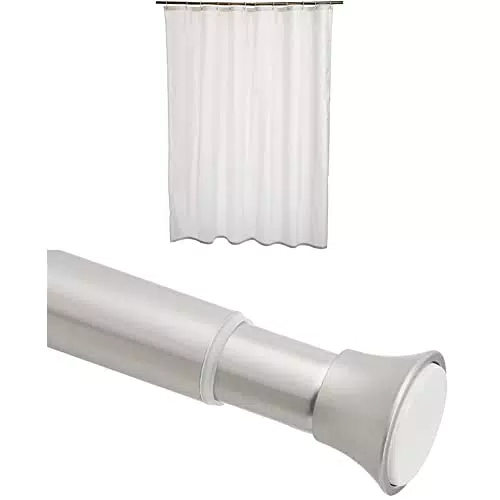 Amazon Basics Shower curtain rod and shower curtain