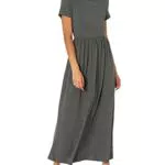 Amazon Essentials Vestito Lungo A Maniche Corte, nero, S