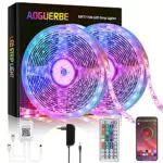 AOGUERBE LED Striscia 15M, Intelligente Led Strisce con 44 Tasti TelecomandoED Strip RGB con App Controllo Modalità Musica e Micuci a LED Colorate da Camera/Decorazioni/Cucina/Bar/Festa/Letto