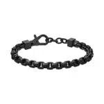 Armani Exchange Bracciale da Uomo in Acciaio Inossidabile con Chiusura a Moschettone, nero
