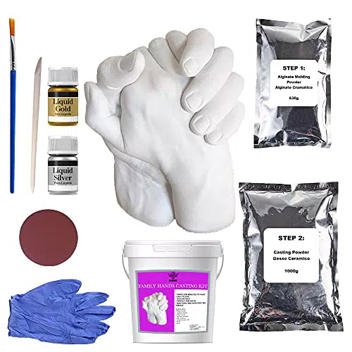 Art King Calco Mani Coppia Set Completo con Accessori e Istruzioni in Italiano - Gesso per Stampi Mani